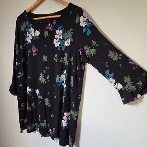 EUC J JILL WEAREVER FLORAL TUNIC TOP / SHORT DRESS SIZE LARGE